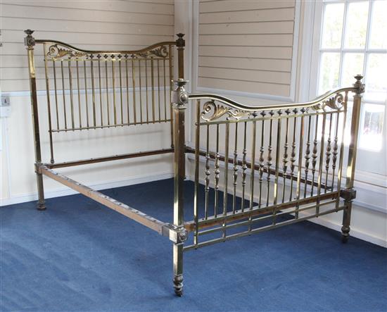 A Victorian lacquered brass bed, overall W.5ft 1.5in.